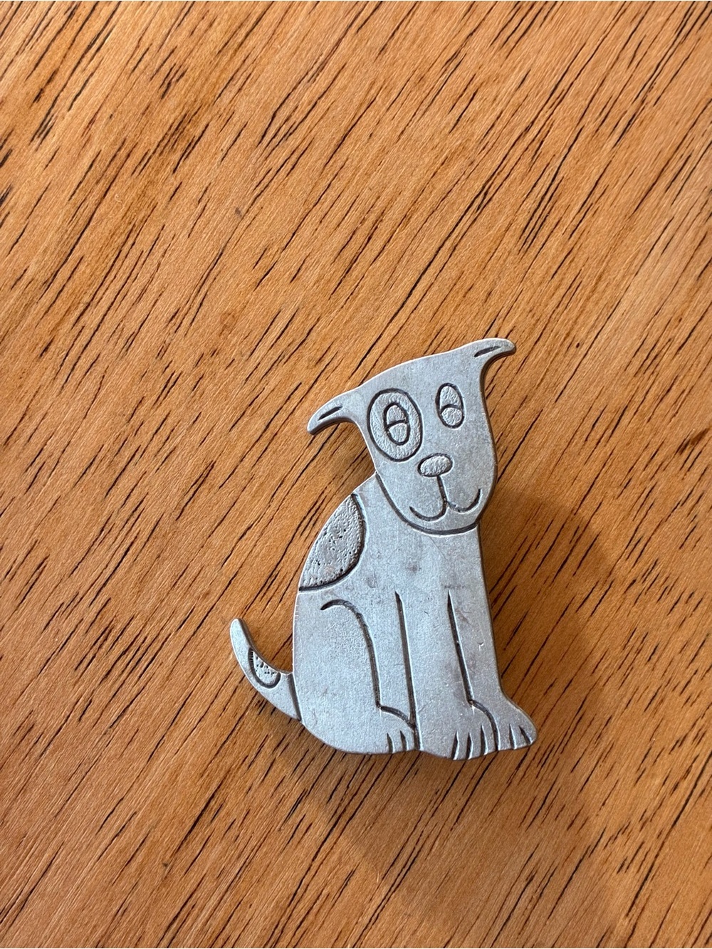 Spooniques Silver-Tone Dog Figurine Pin - Cute Sitting Puppy